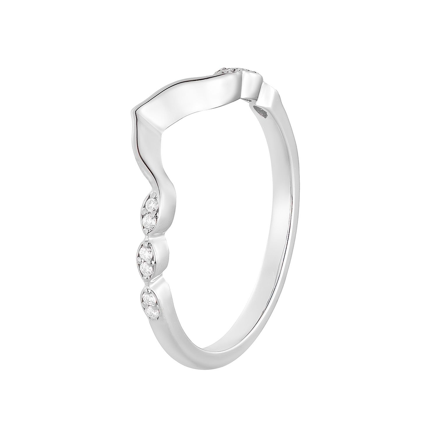 14K White Gold Lab Grown Diamond Curved Wedding Band MZ61443