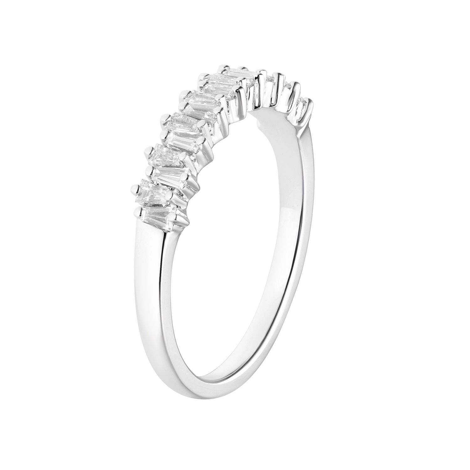 14K White Gold Trapezoidal Lab Grown Diamond Wedding Band MZ5662