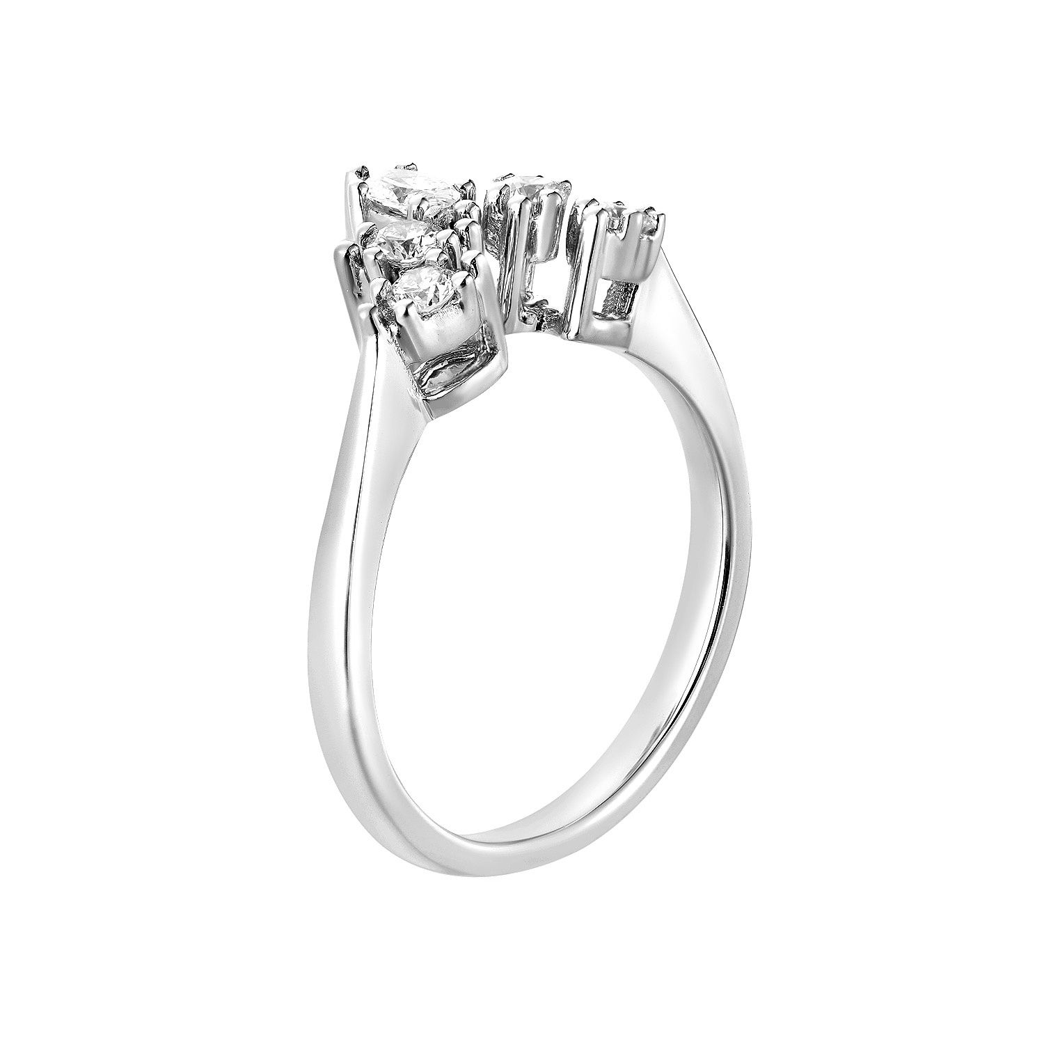 14K White Gold Lab Grown Diamond Curved Wedding Band MZ5845