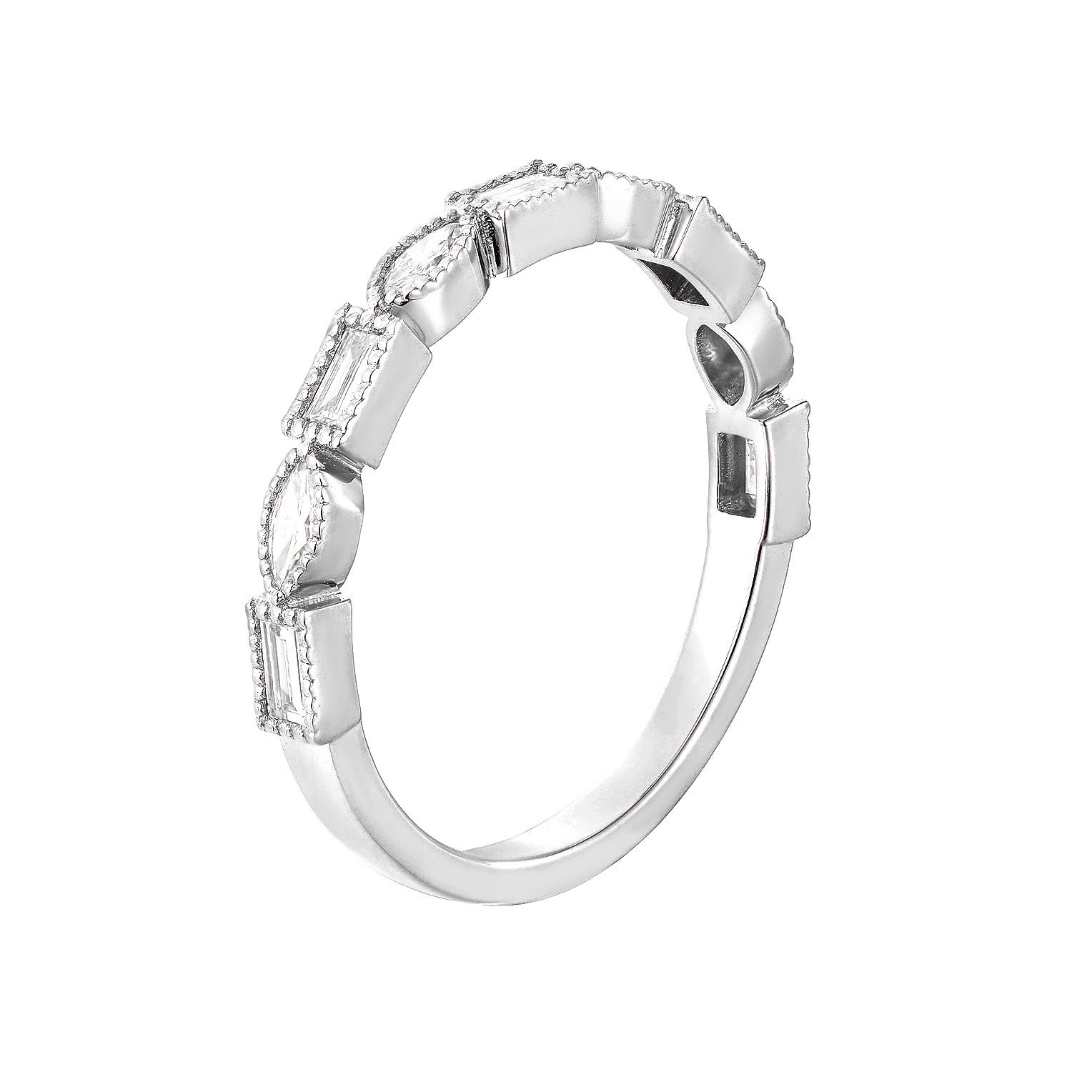 14K White Gold Natural Diamond  Wedding Band MZ6381