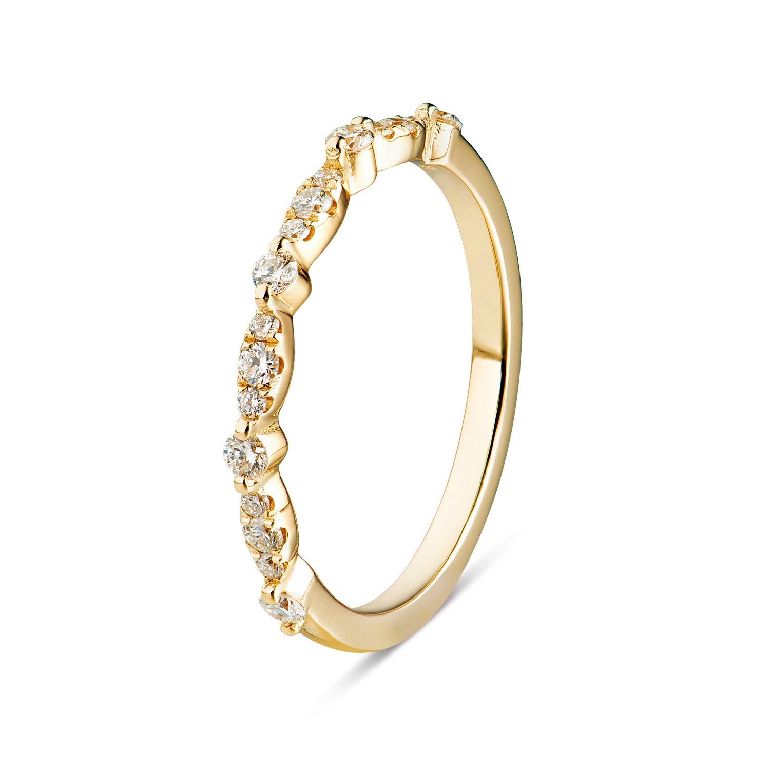 14K White/Yellow Gold Natural Diamond Wedding Band MZ5157, Colour: 14KY-1.52g-0.234ct-ND
