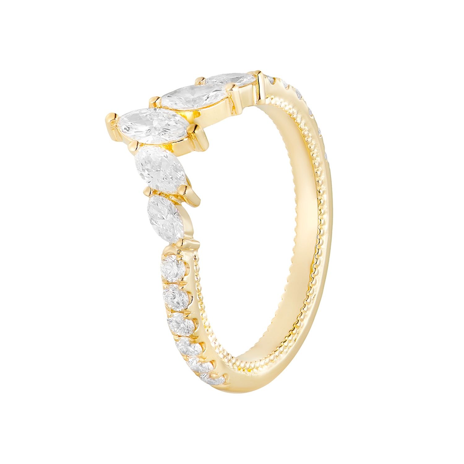 14K White/Yellow Gold Natural Diamond Curved Wedding Band MZ61390, Colour: 14KY-2.85g-0.886ct-ND
