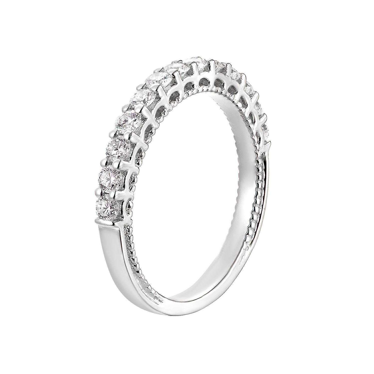 14K White Gold Round Natural Diamond  Wedding Band HYD1606-match, Colour: 14KW-2.48g-0.539ct-ND