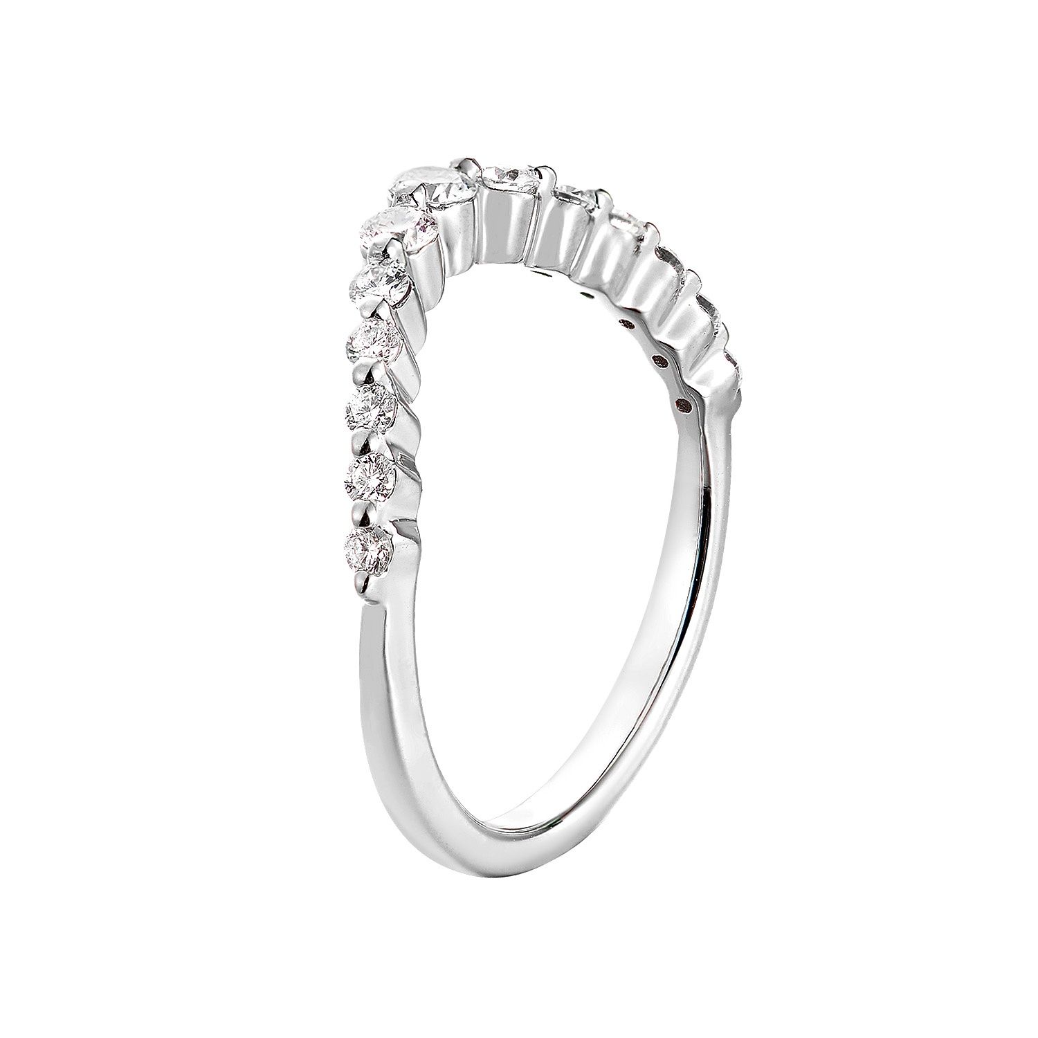 14K White Gold Anniversary Lab Grown Diamond Curved Band MZ71505