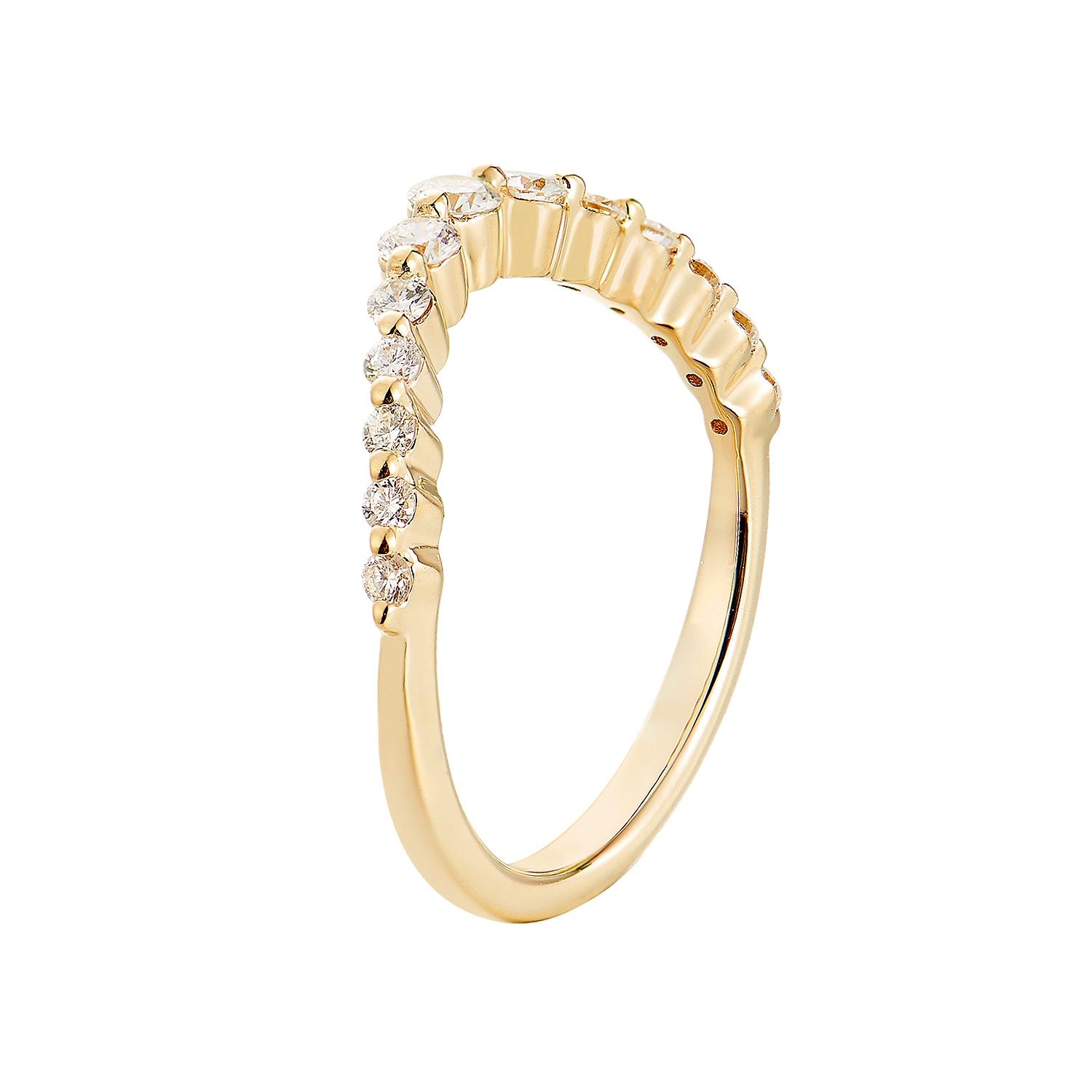 14K White/Yellow Gold Anniversary Natural Diamond Curved Band MZ71505, Colour: 14KY-2.02g-0.318ct-ND