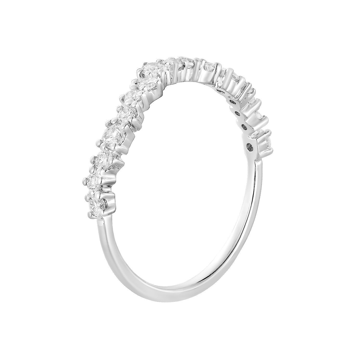 14K White Gold Anniversary Lab Grown Diamond Curved Band MZ72201