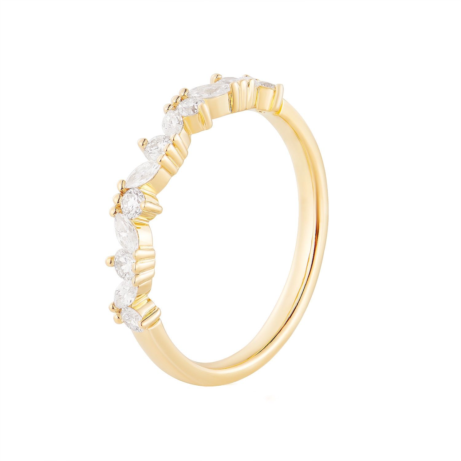 14K White/Yellow Gold Marquise Natural Diamond Wedding Band MZ72632, Colour: 14KY-2g-0.434ct-ND