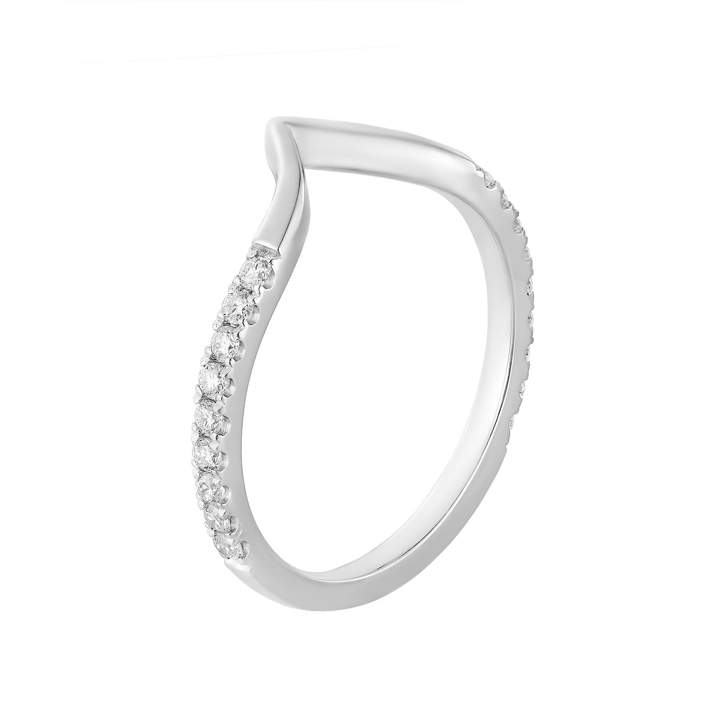 14K White Gold Lab Grown Diamond Curved Band MZ6249, Colour: 14KW-1.74g-0.248ct-LG