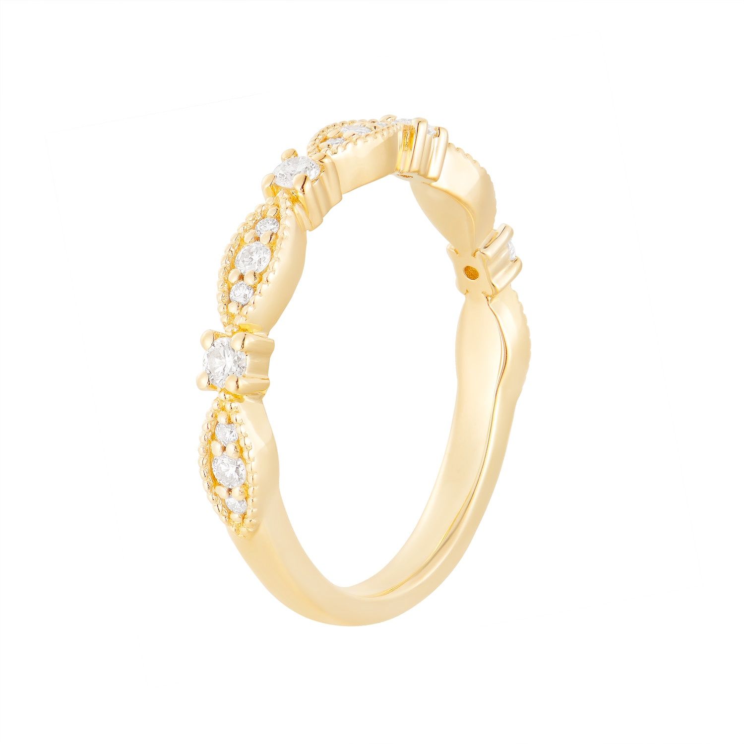 14K White/Yellow Gold Natural Diamond Wedding Band MZ71917, Colour: 14KY-2.74g-0.242ct-ND