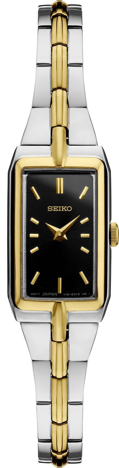 Seiko Essentials SS TT Quartz Black Dial Women&#39;s Watch SWR046