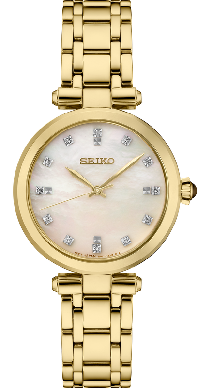 Seiko Diamonds SS GP Quartz Mother of Pearl Dial Women&#39;s Watch SRZ536
