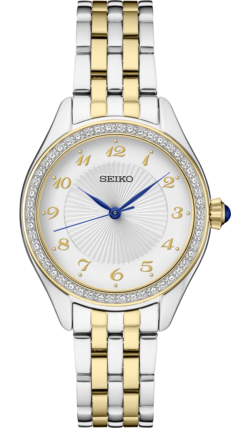 Seiko Crystals TT Quartz White Dial Stainless Steel Women&#39;s Watch SUR392