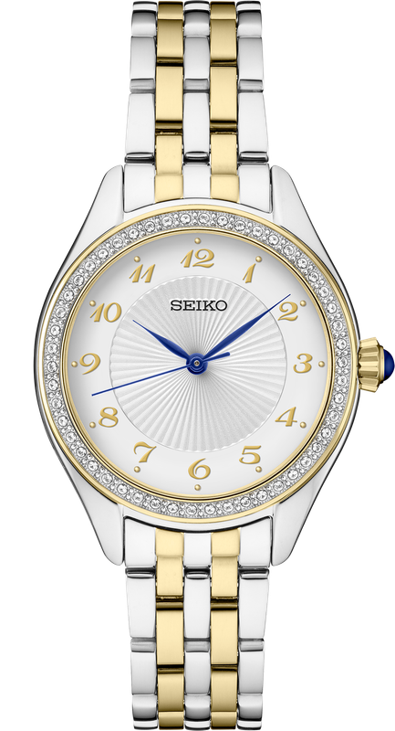Seiko Crystals TT Quartz White Dial Stainless Steel Women&#39;s Watch SUR392
