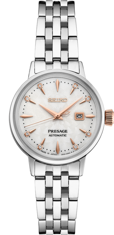 Seiko Presage Cocktail Time SS Automatic White Dial Women&#39;s Watch SRE009