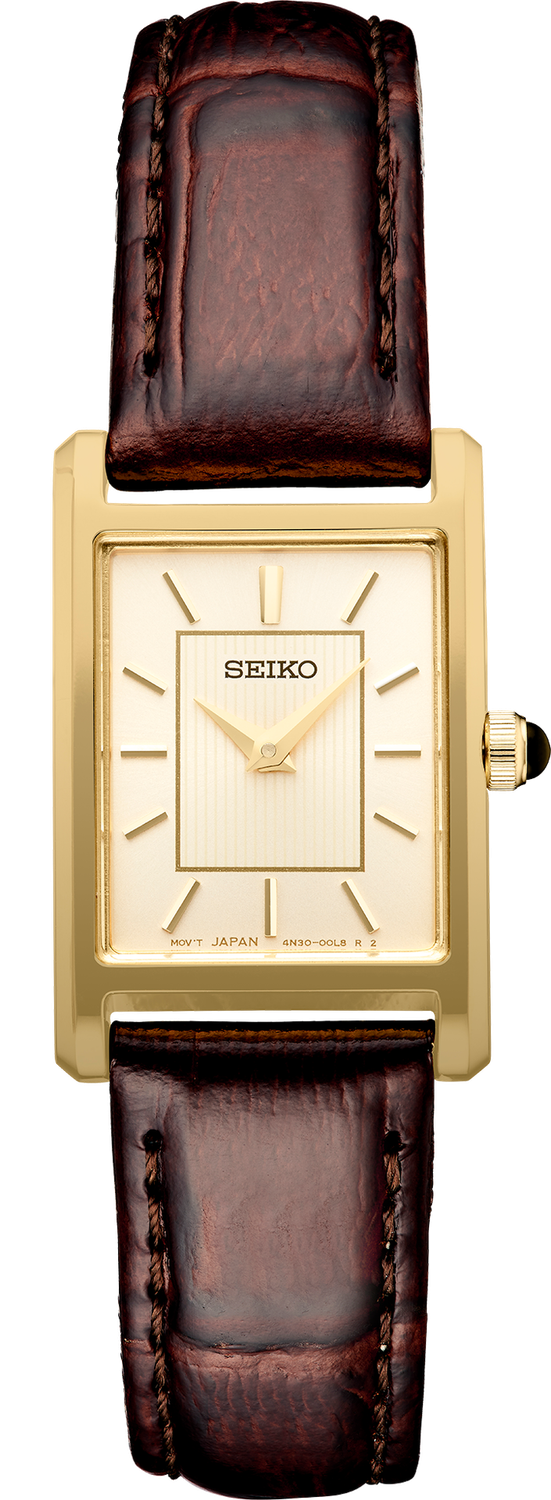 Seiko Essentials SS GP Quartz Champagne Dial Women&#39;s Watch SWR066