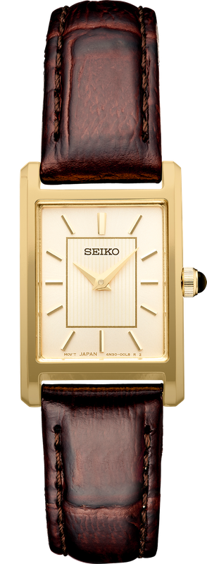 Seiko Essentials SS GP Quartz Champagne Dial Women&#39;s Watch SWR066