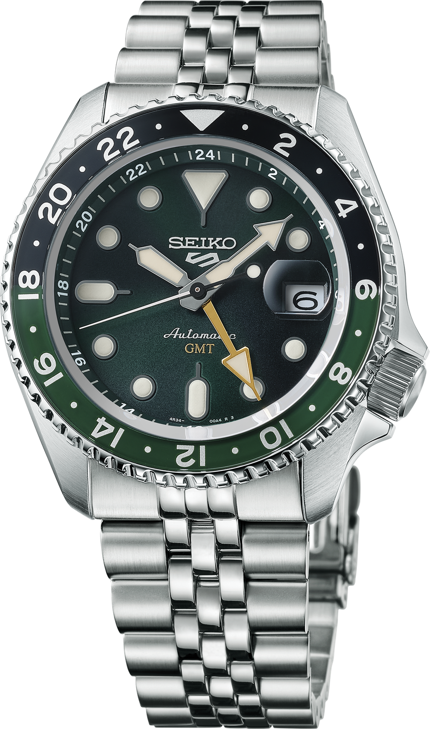 Seiko 5 Sports Automatic GMT Green Dial Stainless Steel Watch SSK035