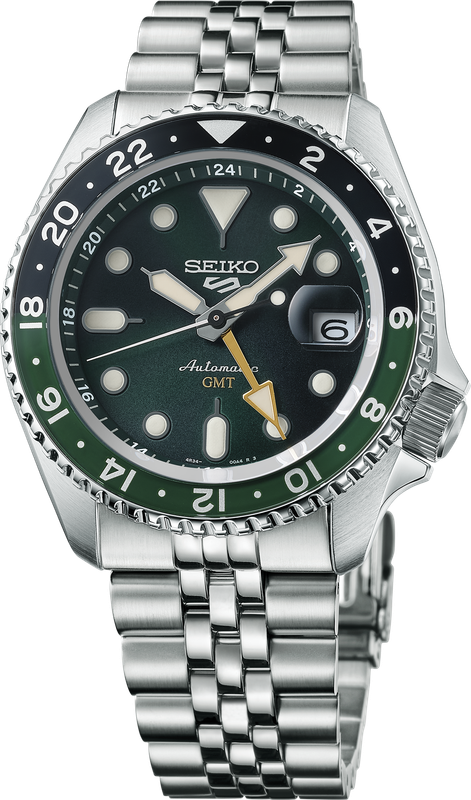 Seiko 5 Sports Automatic GMT Green Dial Stainless Steel Watch SSK035