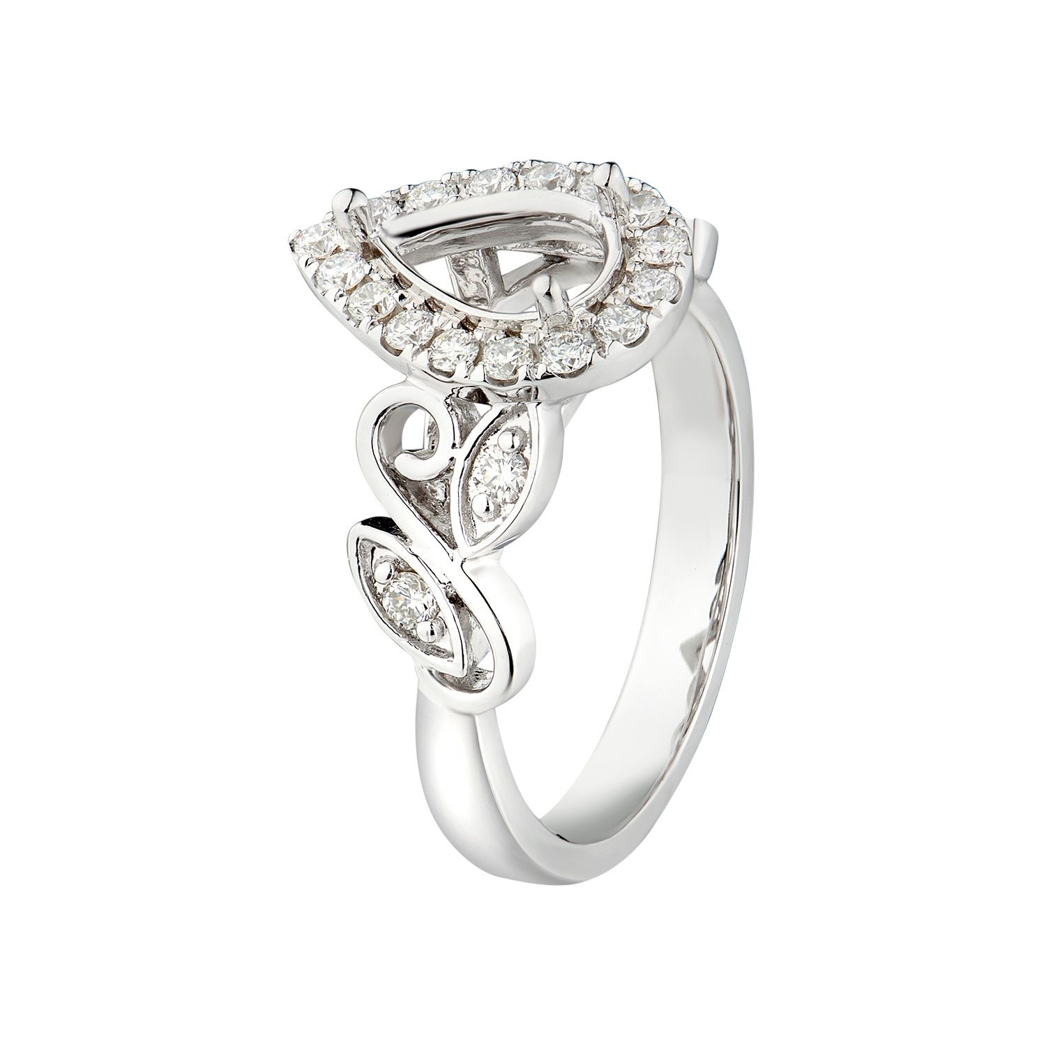 14K White Gold Natural Diamond Engagement Ring MZ1948