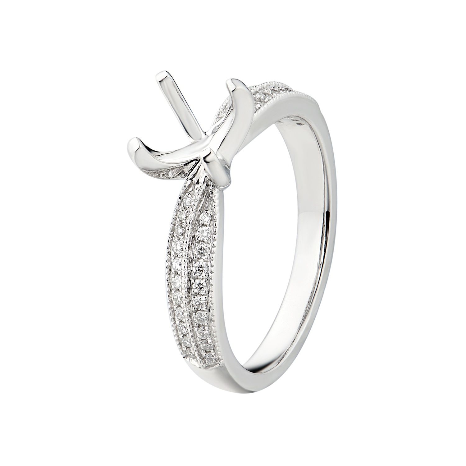 14K White Gold Natural Diamond Engagement Ring MZ5381