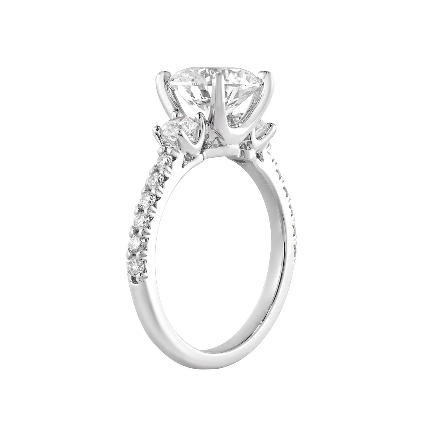 LG698565984 14K White Gold Lab Grown Diamond Three Stone Engagement Ring MZ12924-1
