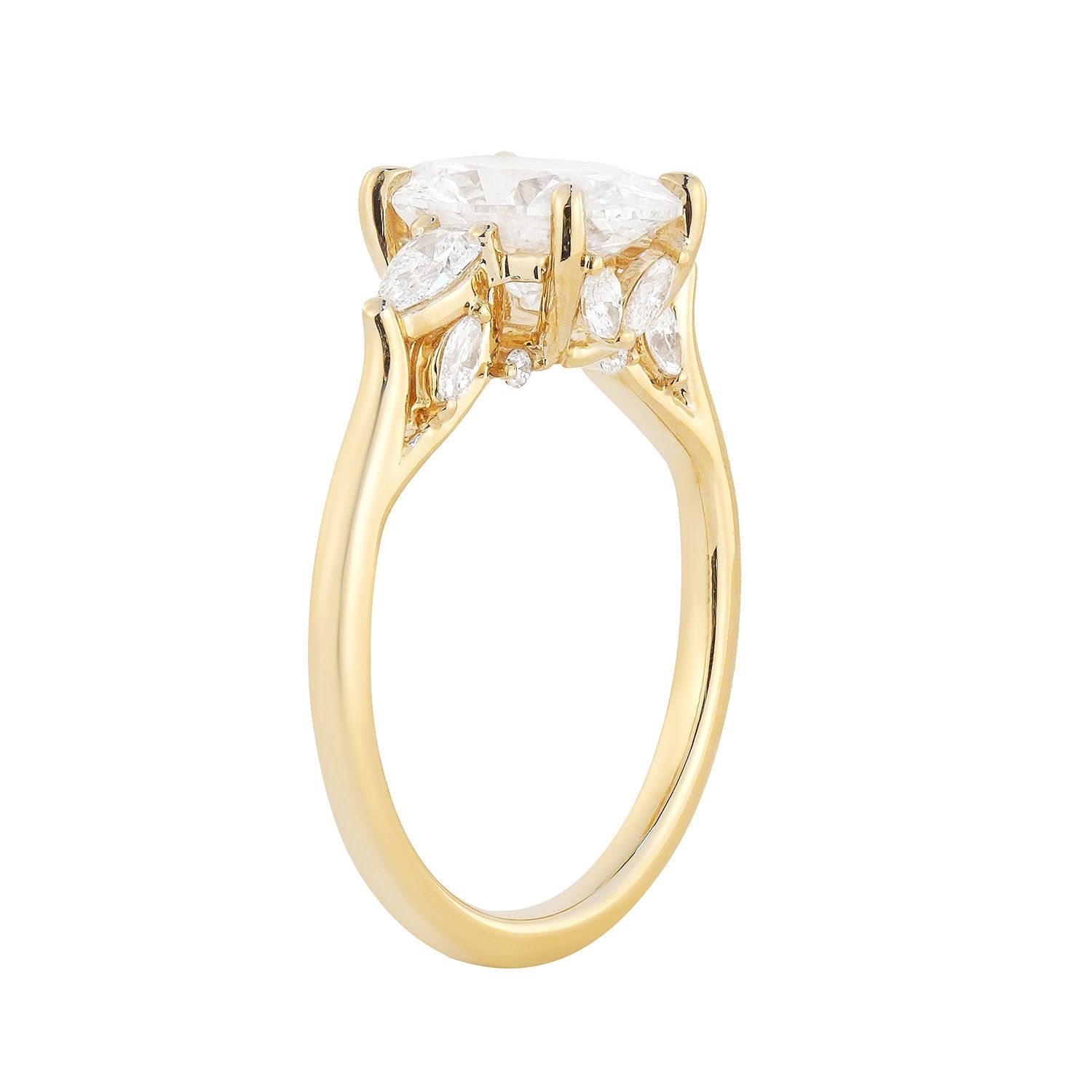 LG681551994 14K Yellow Gold Lab Grown Oval-Shape Diamond Three Stone Engagement Ring MZ12946