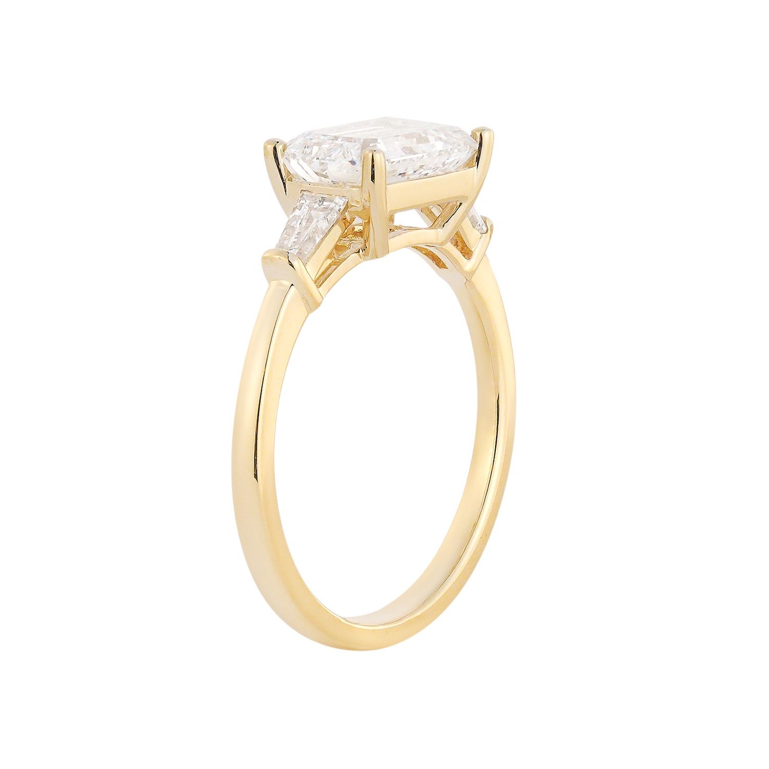 LG652424526 14K White Gold Lab Grown Emerald-Cut Diamond Three Stone Engagement Ring MZ12959