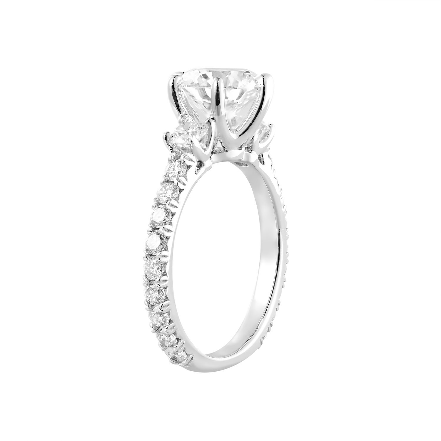 LG714501908 14K White Gold Lab Grown Diamond Three Stone Engagement Ring MZ12924