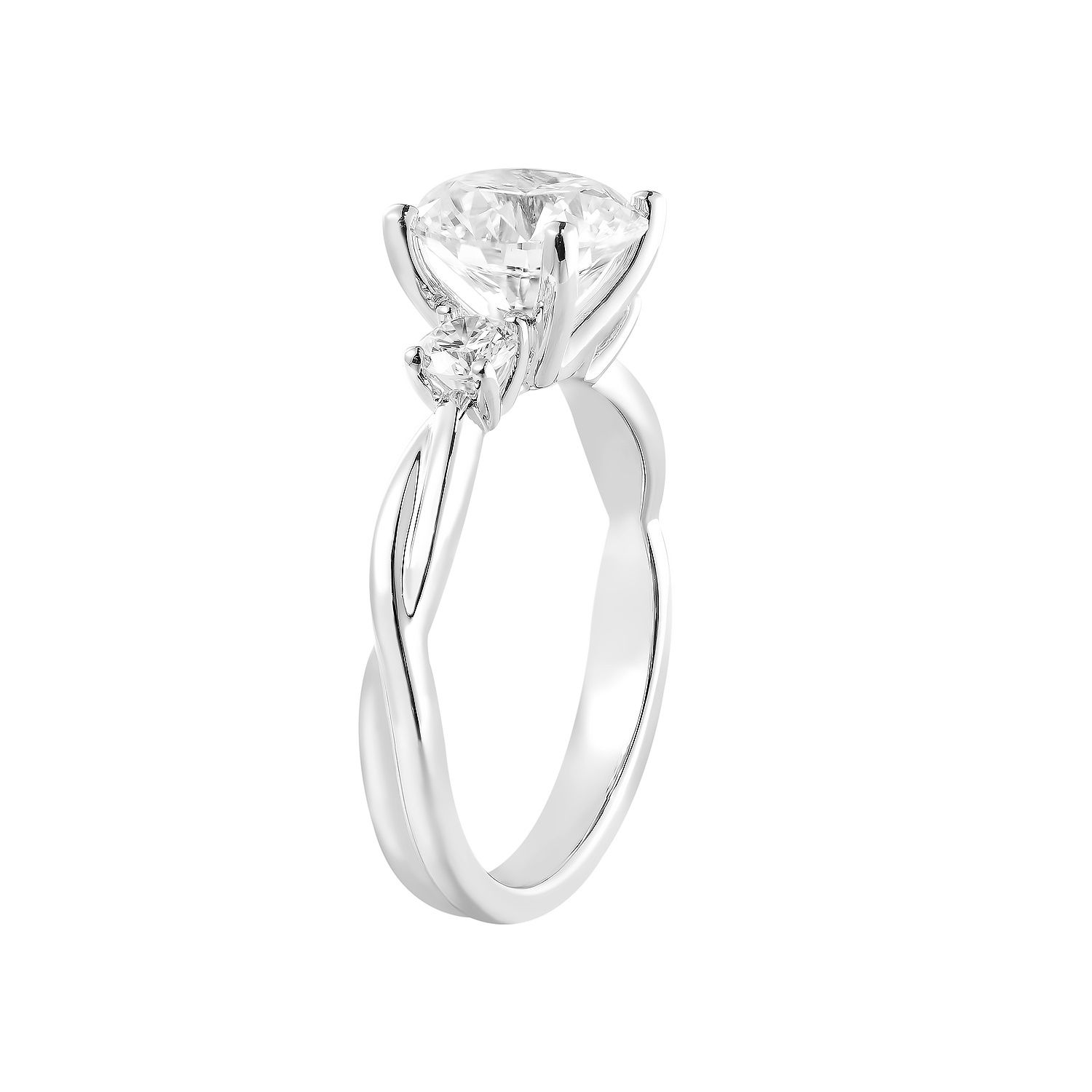 LG717540909 14K White Gold Lab Grown Diamond Three Stone Engagement Ring MZ12937