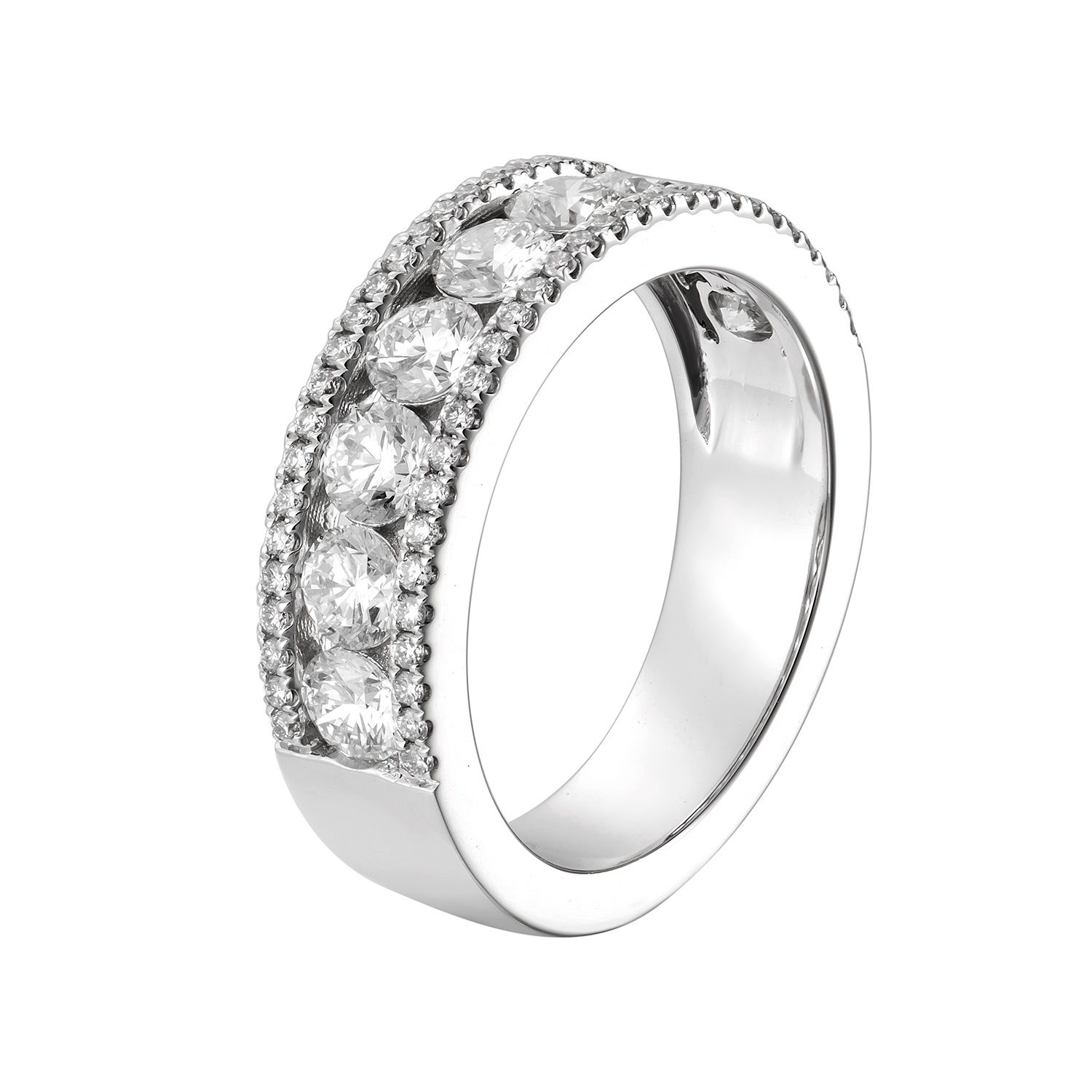 14K White Gold Princess Lab Grown Diamond Wide Band MZ7376