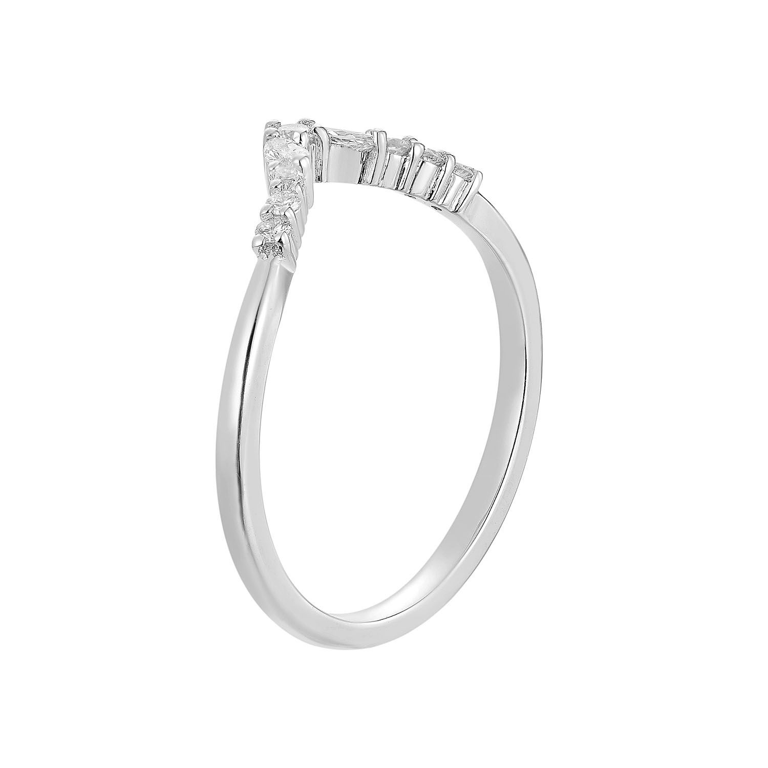 14K White Gold Lab Grown Diamond Curved Wedding Band MZ6126