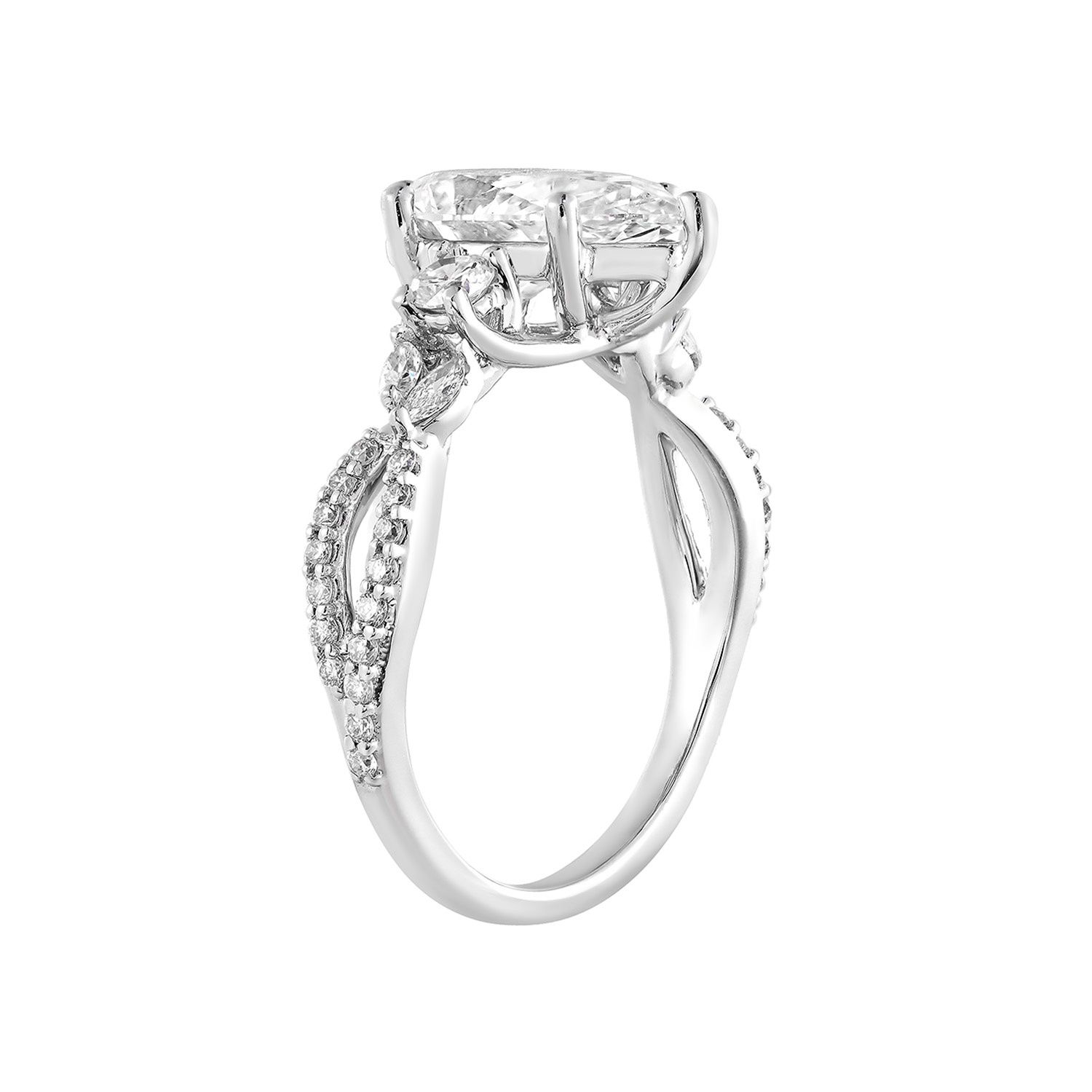 LIGI Certificate 14K White Gold Lab Grown Pear-Shape Diamond Engagement Ring MZ30305