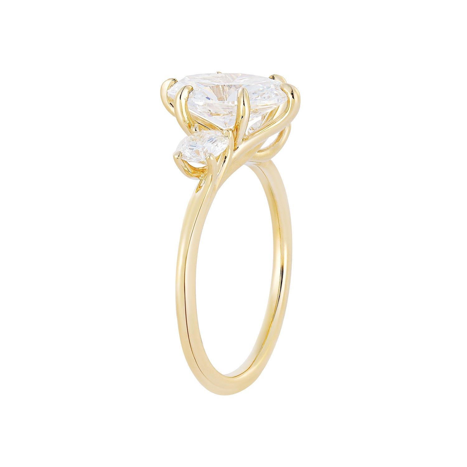 IGI Certificate 14K Yellow Gold Lab Grown Oval Diamond Three Stone Engagement Ring MZ30319