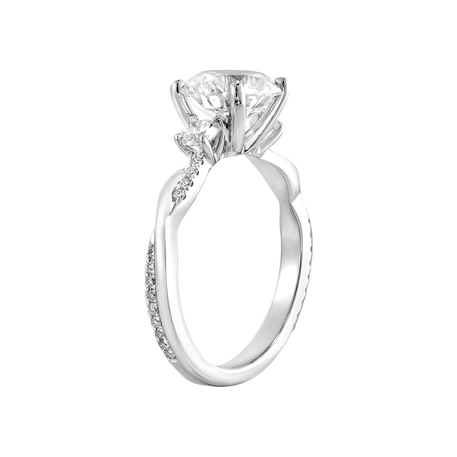 IGI Certificate 14K White Gold Lab Grown Diamond Three Stone Engagement Ring MZ30306