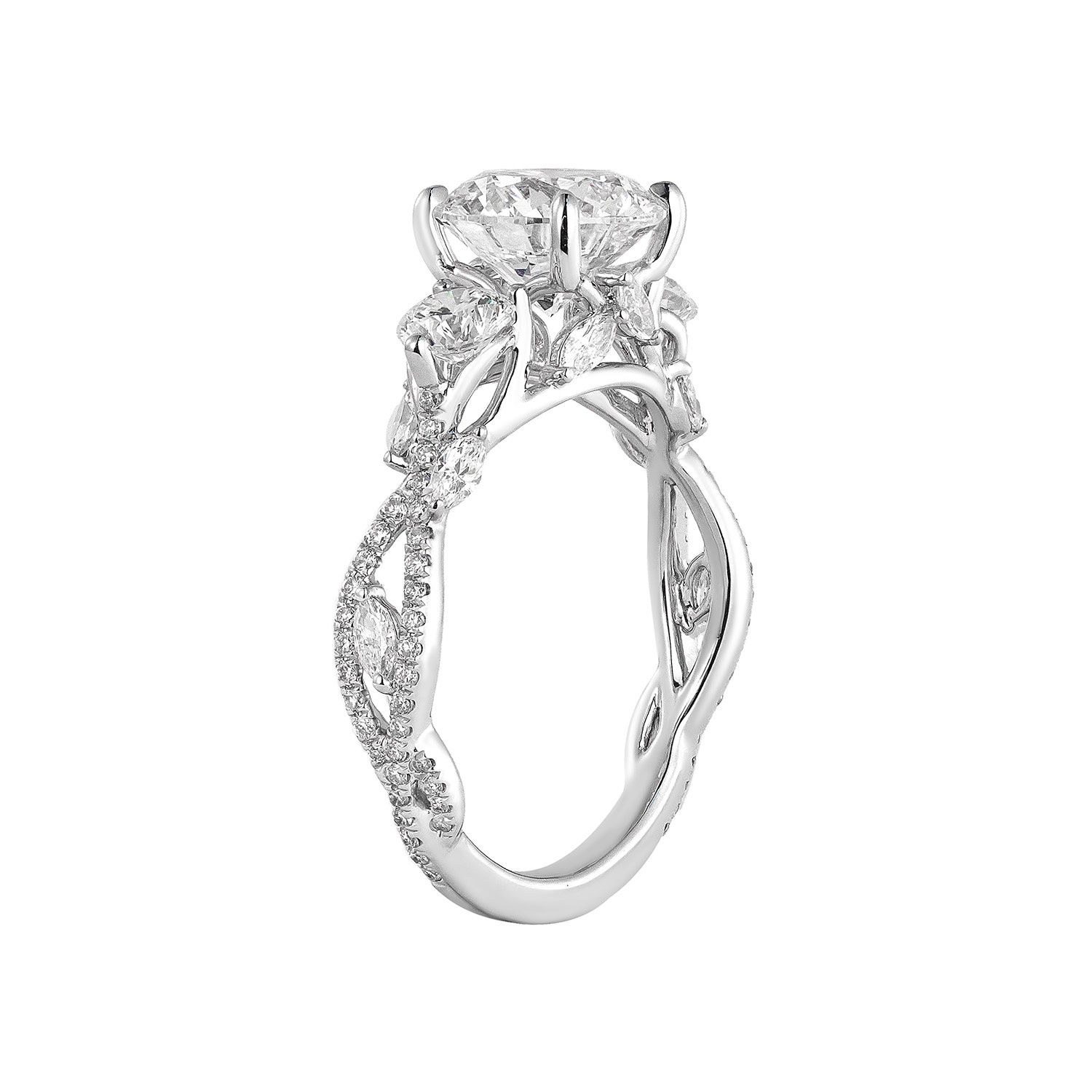 IGI Certificate 14K White Gold Lab Grown Diamond Three Stone Engagement Ring MZ30337