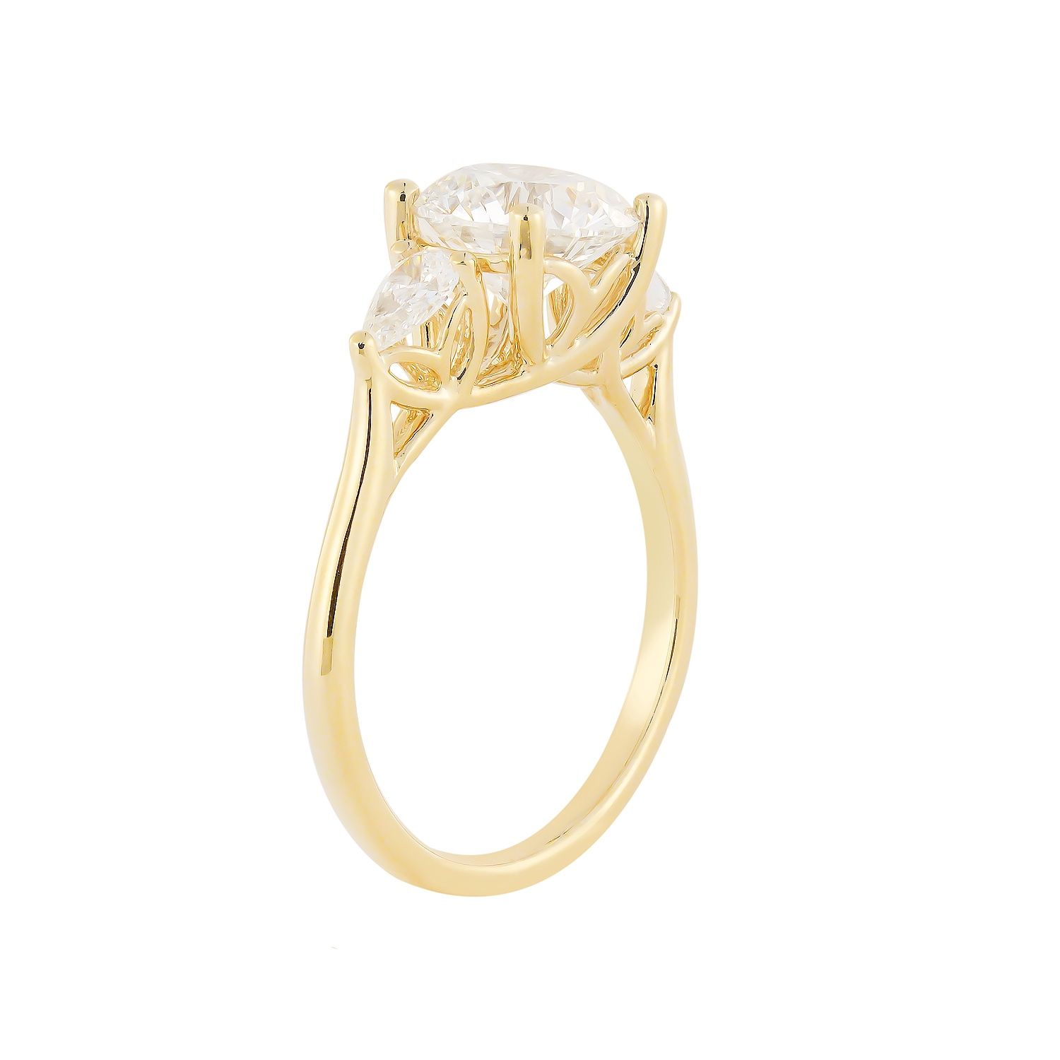IGI Certificate 14K Yellow Gold Lab Grown Diamond Three Stone Engagement Ring MZ12976