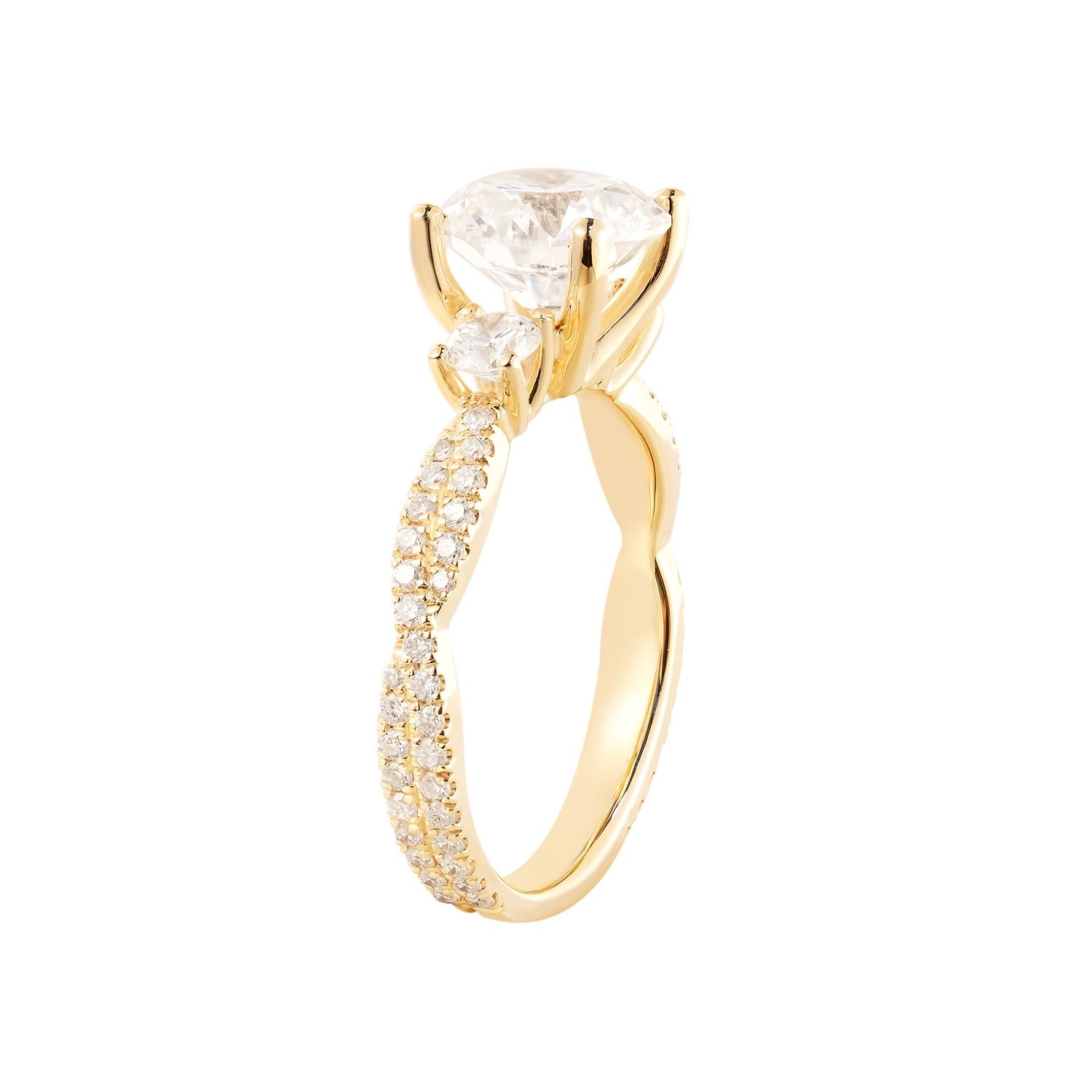 IGI Certificate 14K Yellow Gold Lab Grown Diamond Three Stone Engagement Ring MZ12937-1