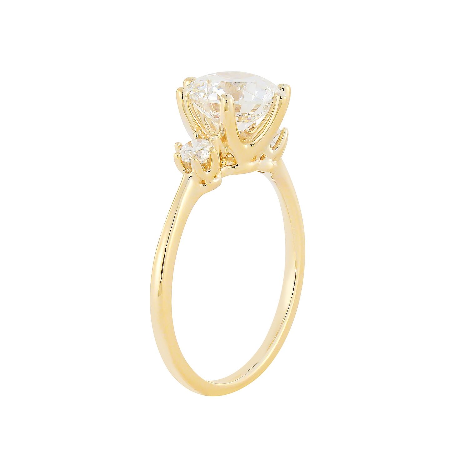 IGI Certificate 14K Yellow Gold Lab Grown Diamond Three Stone Engagement Ring MZ12993