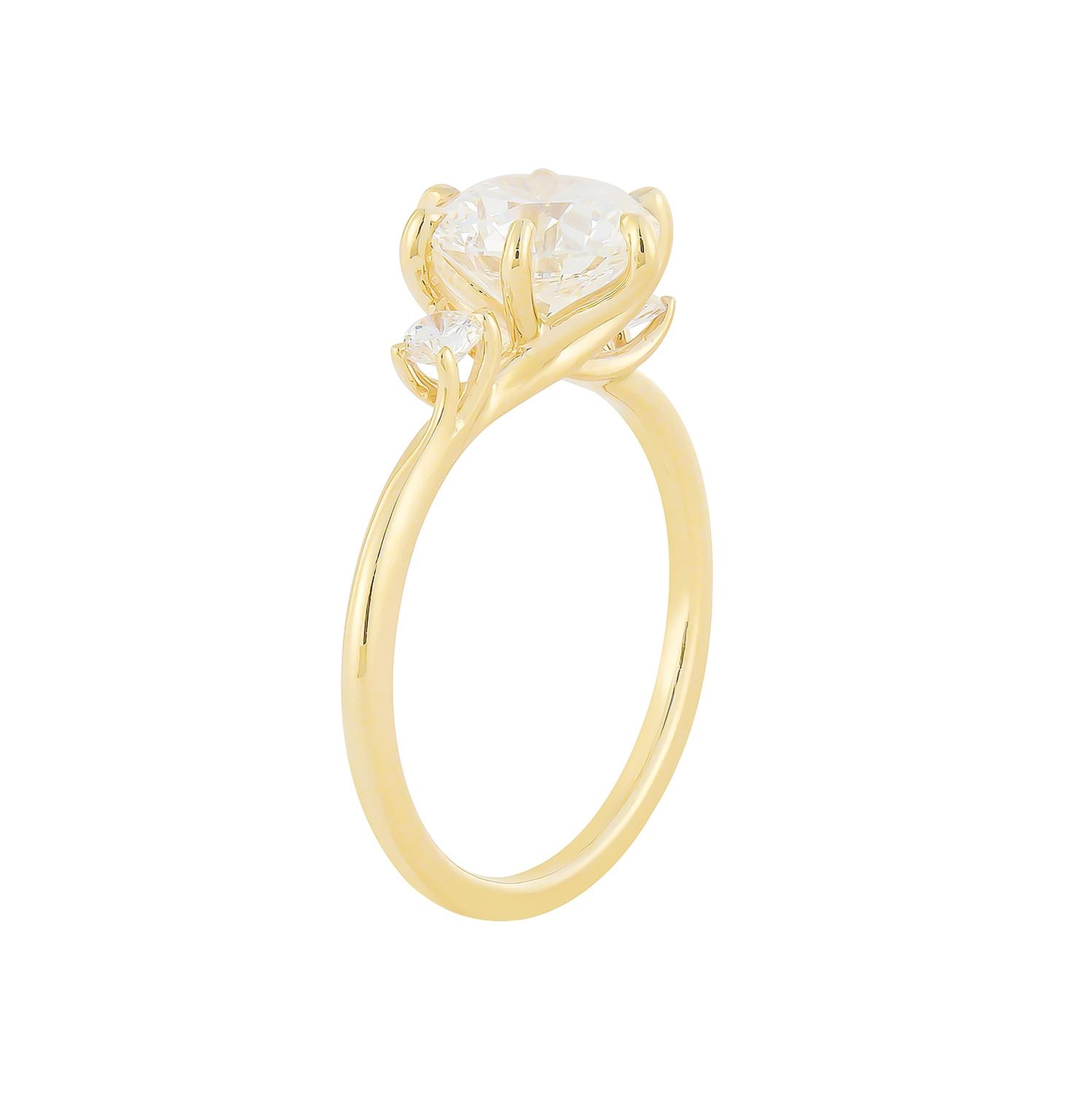 IGI Certificate 14K Yellow Gold Lab Grown Diamond Three Stone Engagement Ring MZ30318