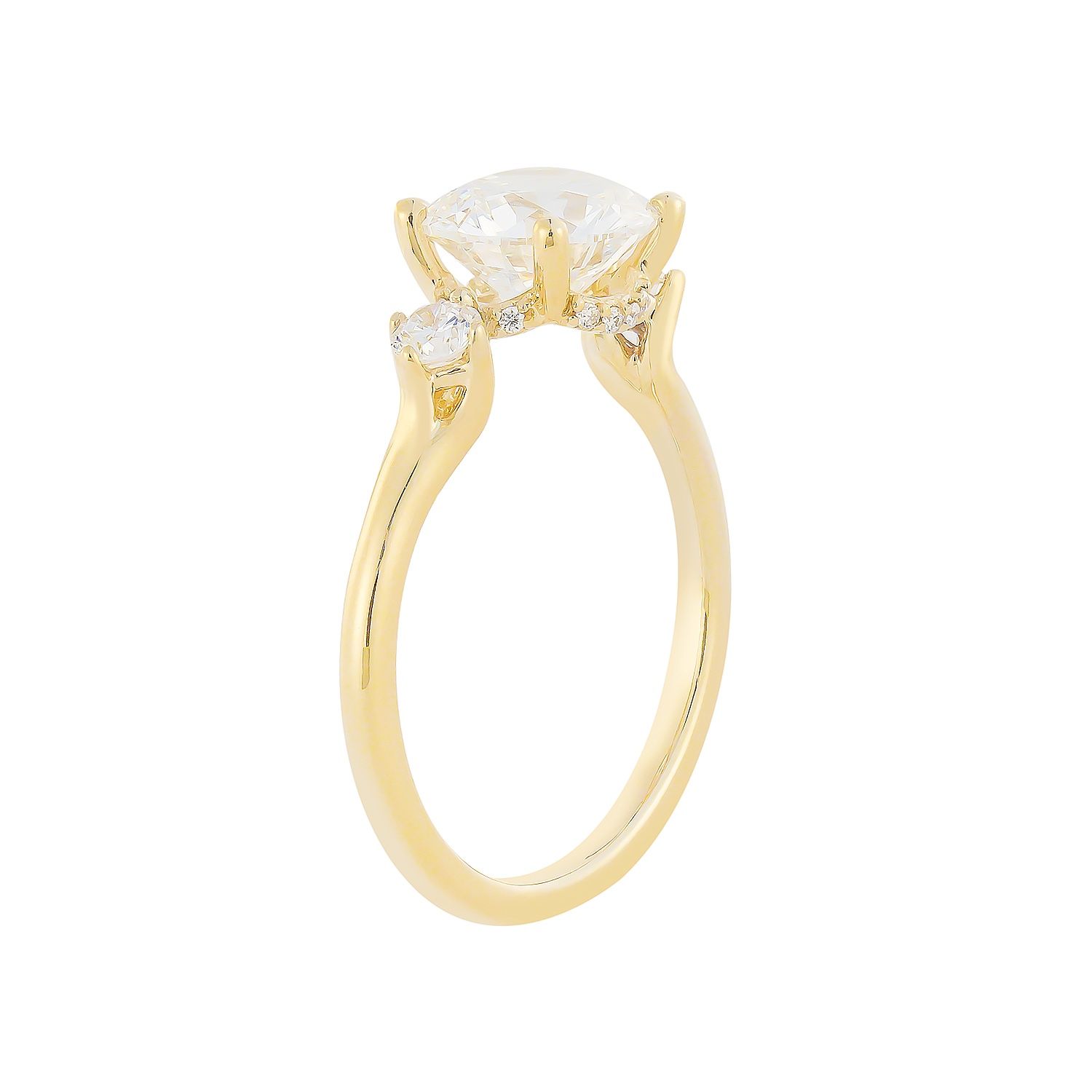 IGI Certificate 14K Yellow Gold Lab Grown Diamond Three Stone Engagement Ring MZ30320