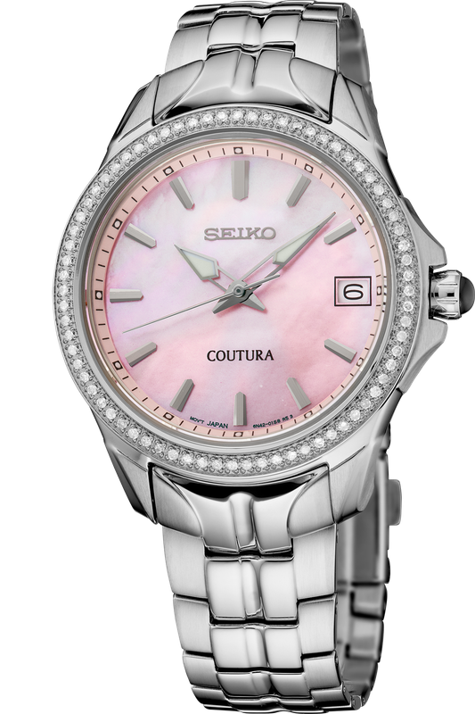 Seiko Coutura Diamonds Quartz Pink MOP Dial Stainless Steel Women's Watch SUR589