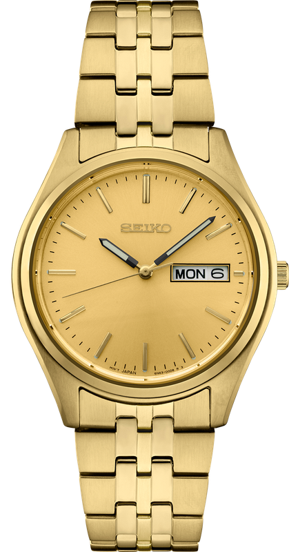 Seiko Essentials Quartz Gold Dress Stainless Steel Strap Men's Watch SUR434