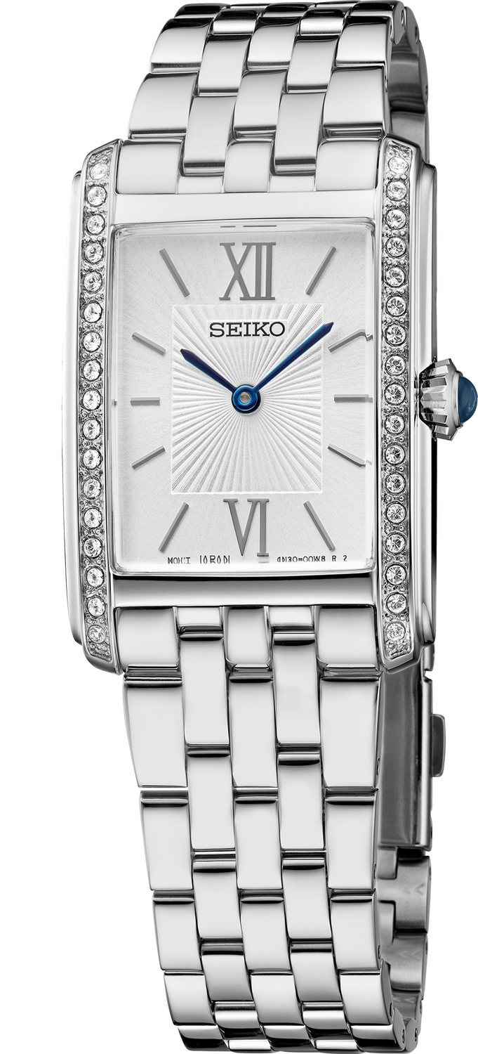 Seiko Crystals Quartz Silver Dial Stainless Steel Women&#39;s Watch SWR091