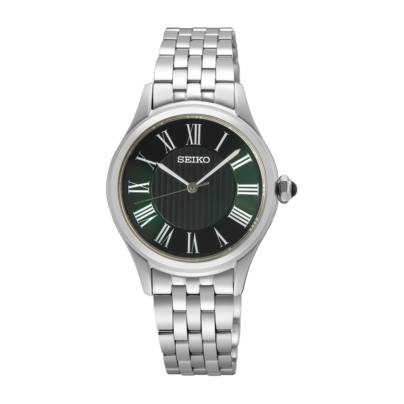 Seiko Essentials Quartz Green Dial Stainless Steel Women's Watch SUR611