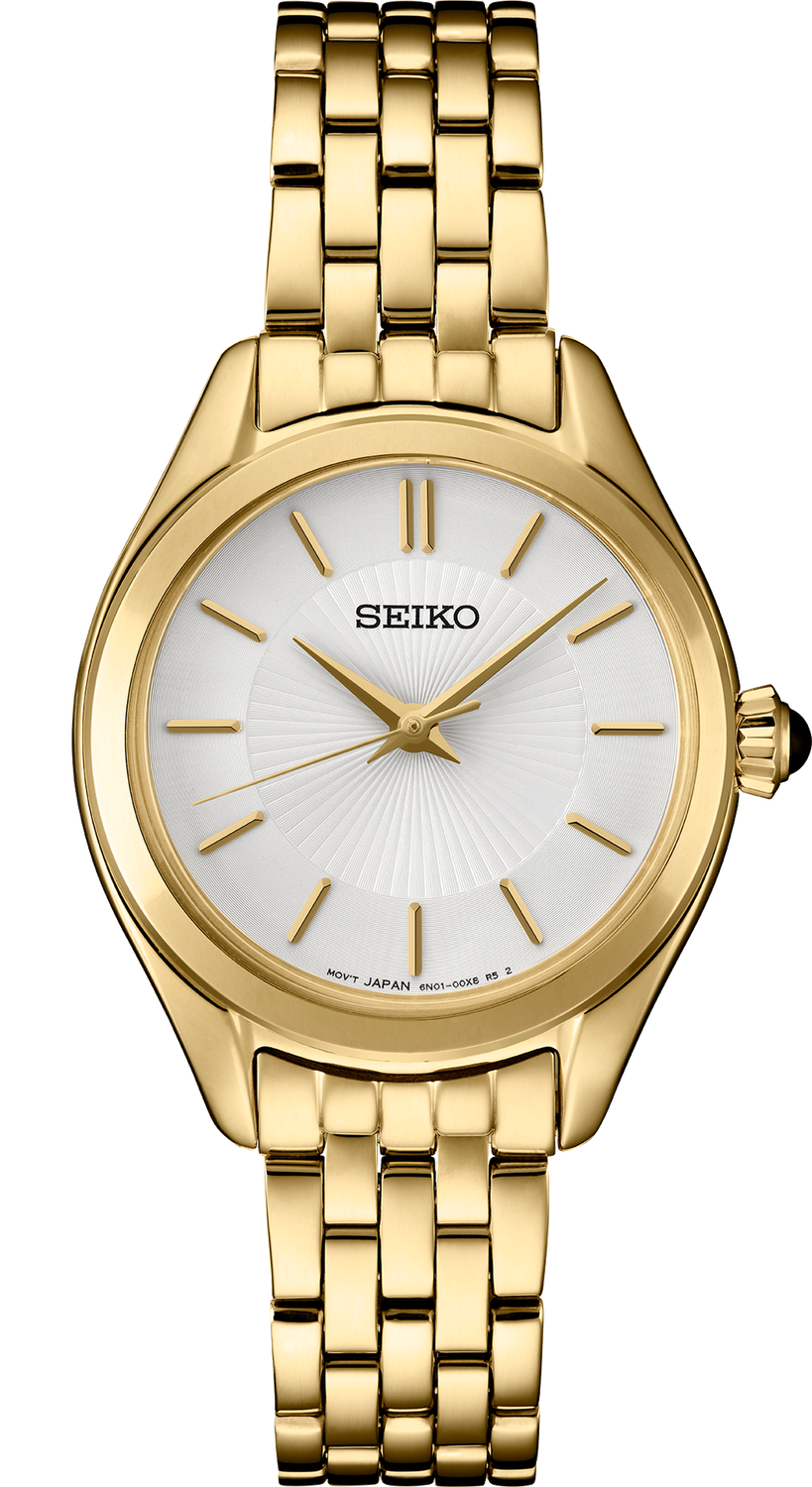 Seiko Essentials GP Quartz White Dial Stainless Steel Women&#39;s Watch SUR538