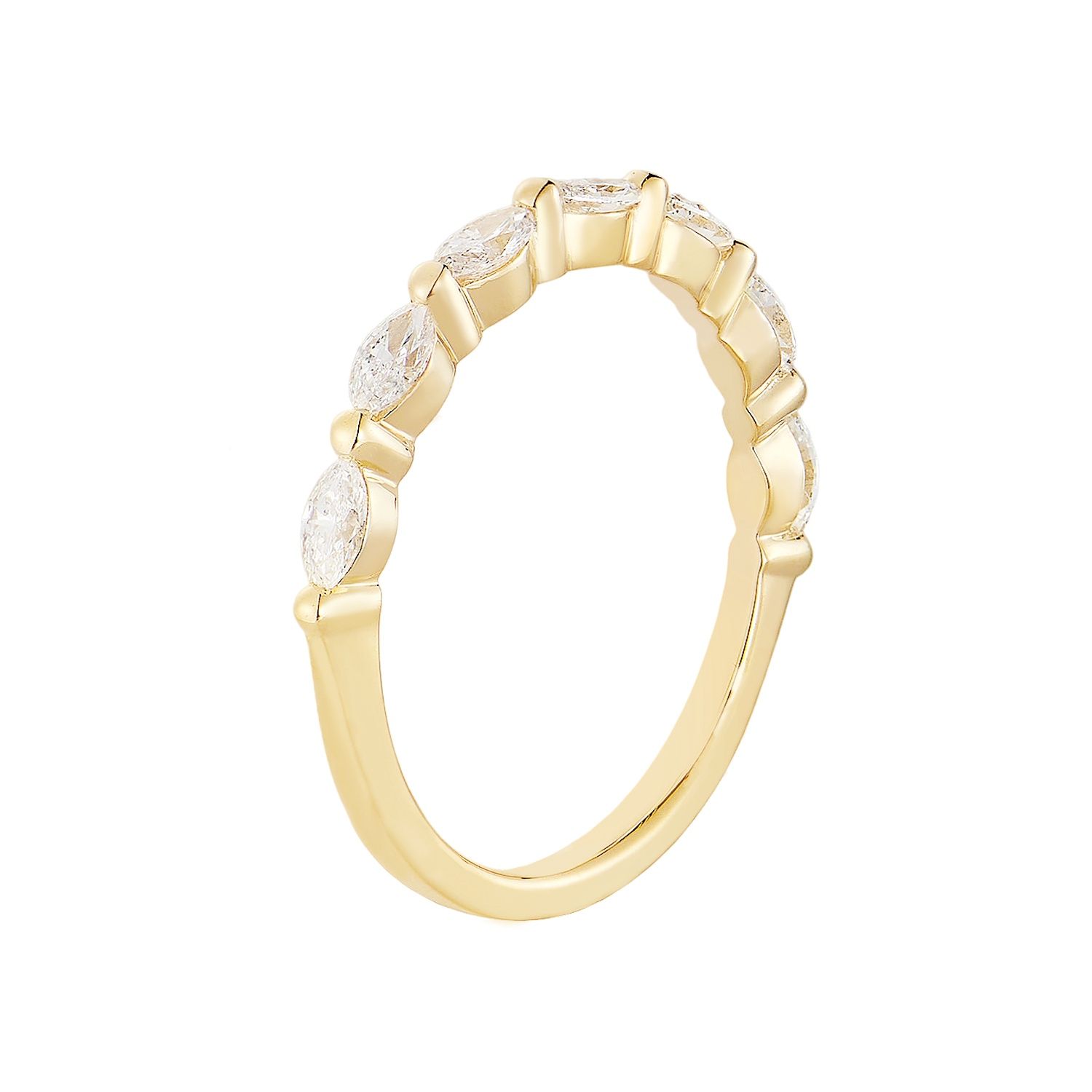 14K White/Yellow Gold Marquise Natural Diamond Wedding Band MZ72548, Colour: 14KY-1.87g-0.384ct-ND
