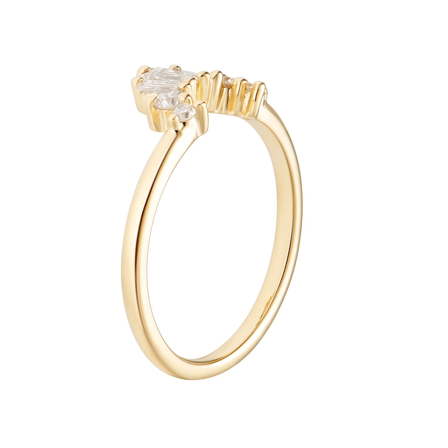 14K Yellow Gold Lab Grown Diamond Curved Wedding Band MZ7880