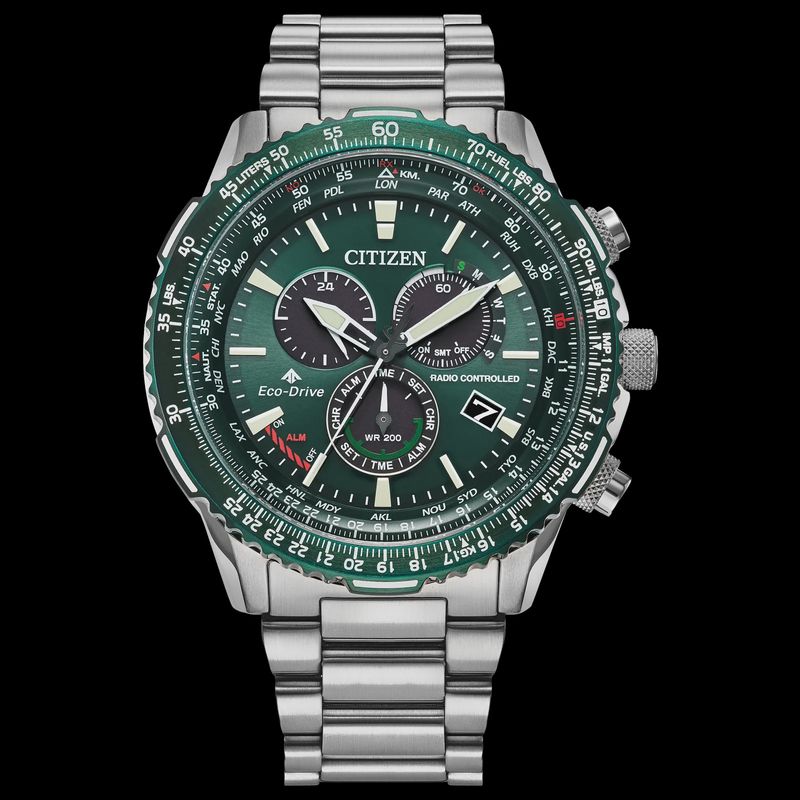 CITIZEN Promaster Air A-T Green Dial Stainless Steel Men&#39;s Watch CB5004-59W