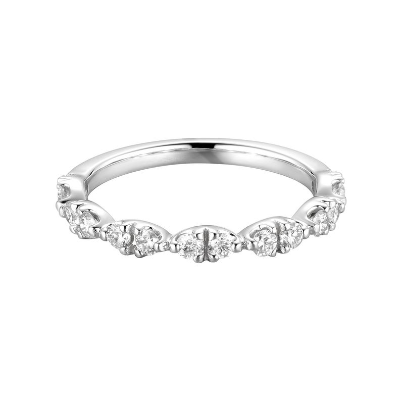 14K White Gold Round Natural Diamond  Wedding Band MZ066