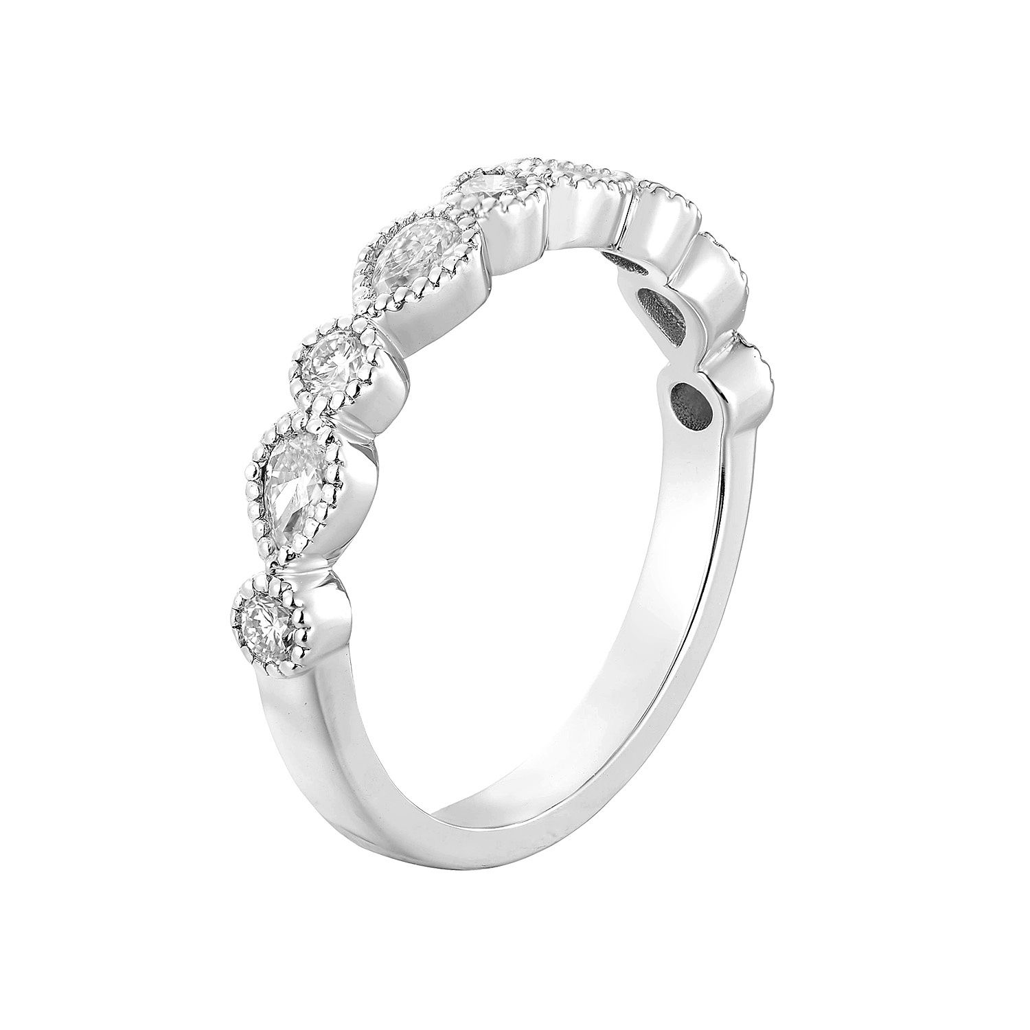 14K White Gold Pear And Round Lab Grown Diamond Wedding Band MZ71800